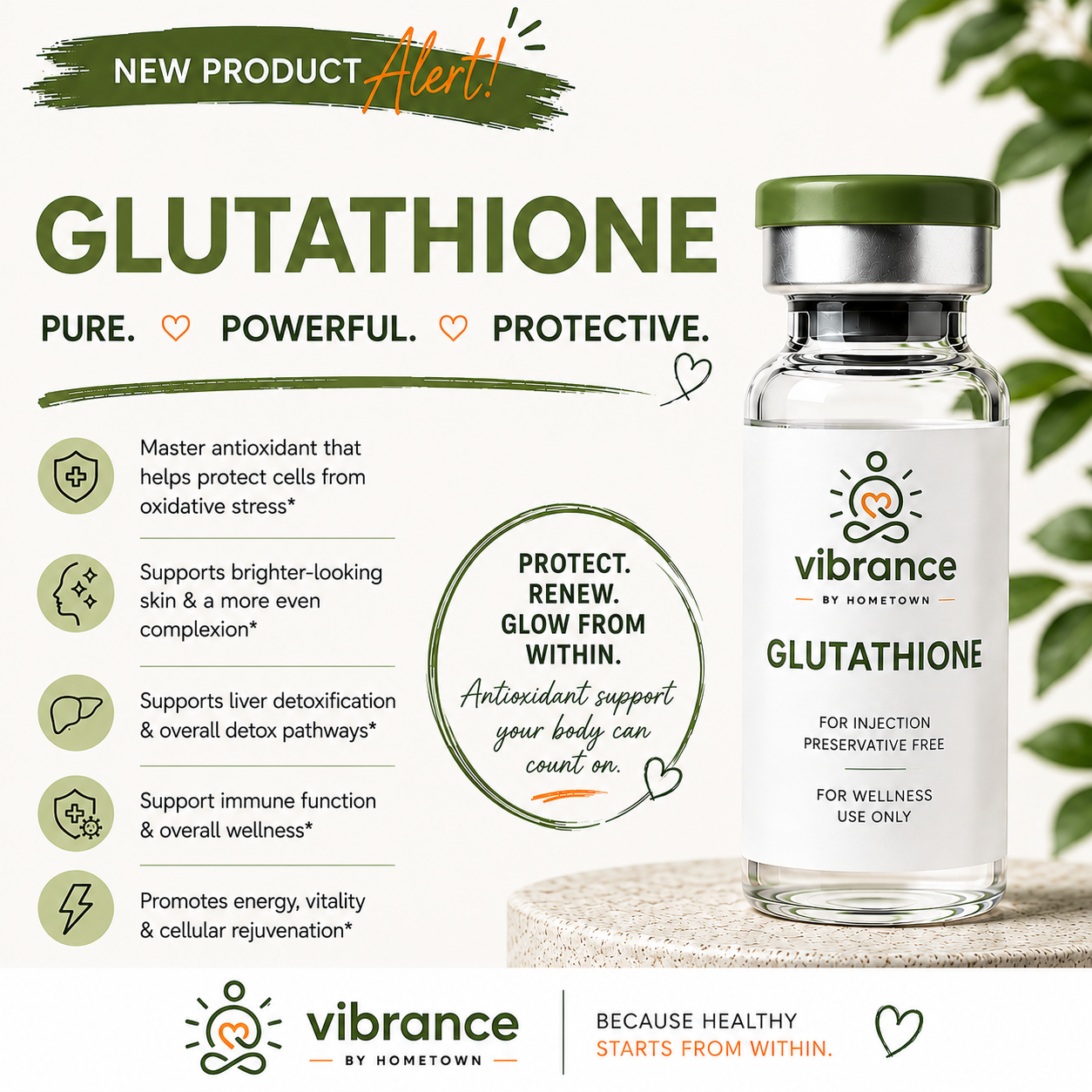 Glutathione wellness option from Vibrance by Hometown